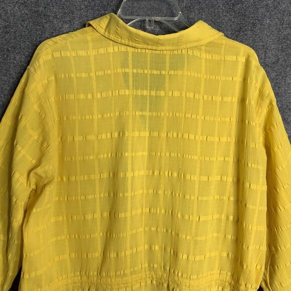 Jones New York Signature Women 2X Golden Yellow Shacket Button Up Corded Waist - Picture 10 of 14